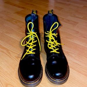 DocMartins Black matte leather combat boots